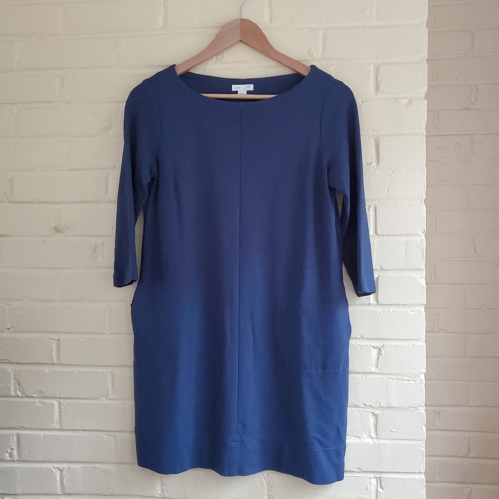 J. Jill Ponte Blue Knit Dress Harbor W/pockets Size XS Petite